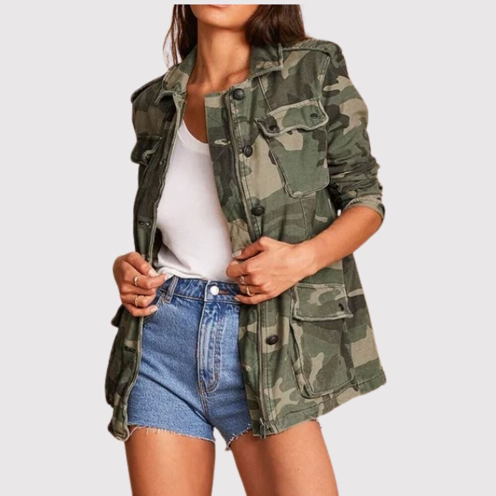 Free People Womens Jacket Green Not Your Brothers Camo Surplus Utility Coat XS